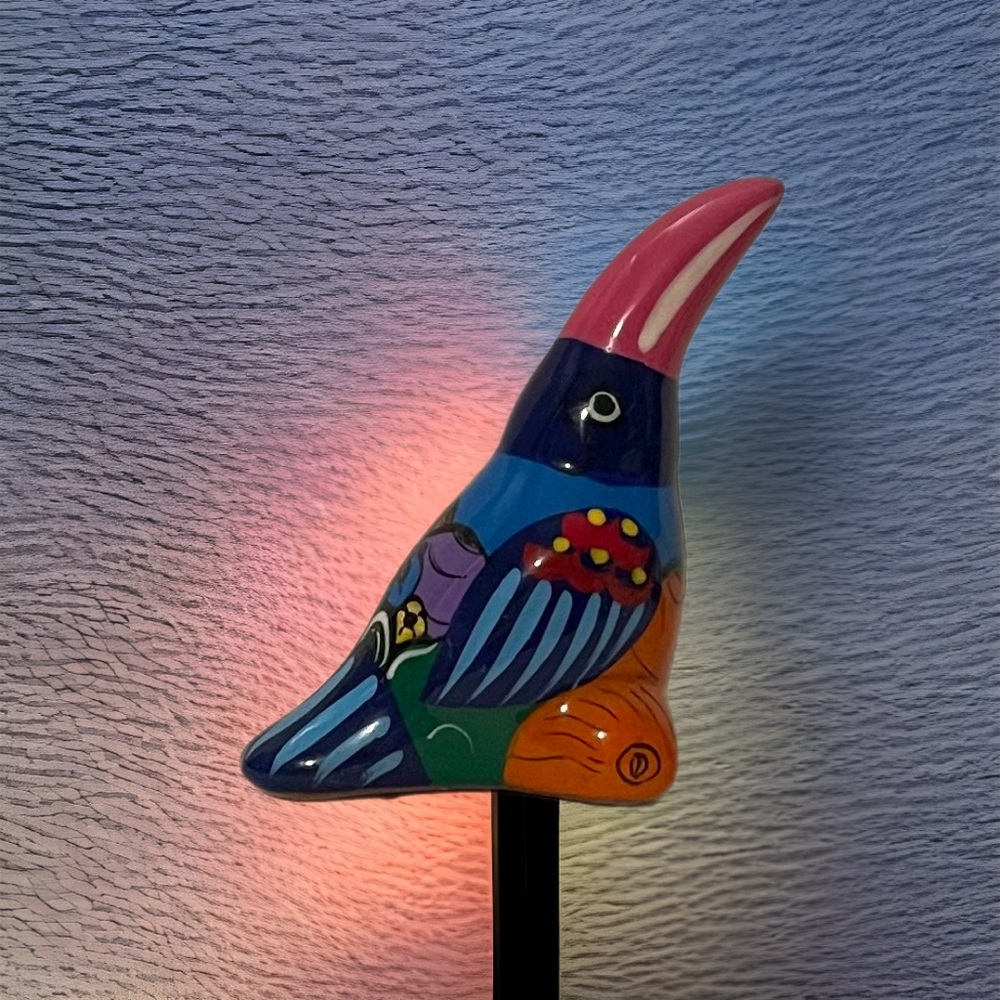 Mexican Folk Art Pottery Clay Ceramic Hand Painted Toucan Bird Figurine OOAK